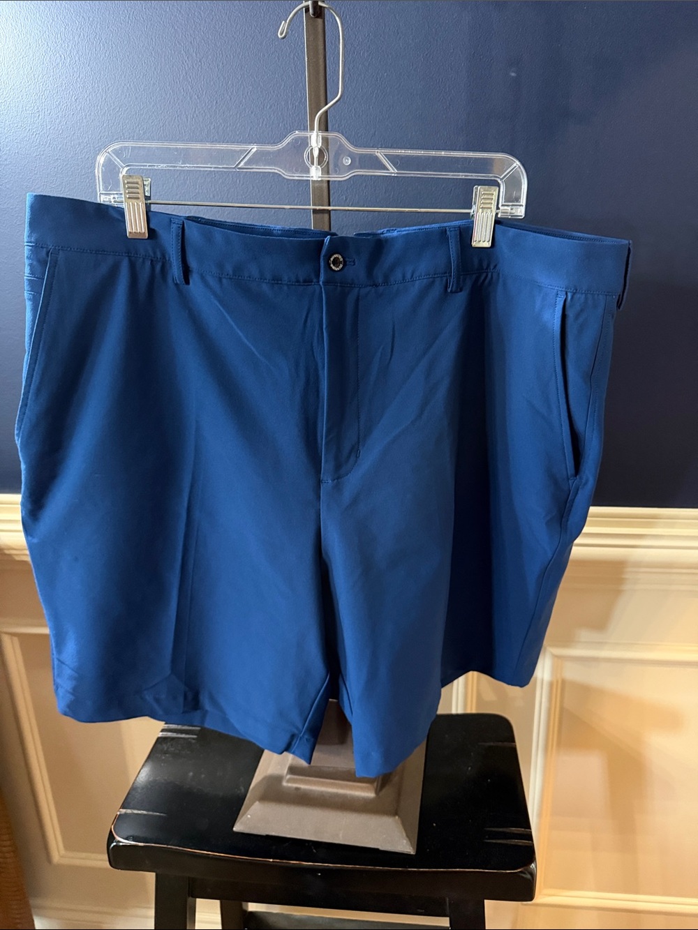 Dunning Men's Flat-Front Shorts in Deep Blue Size 40